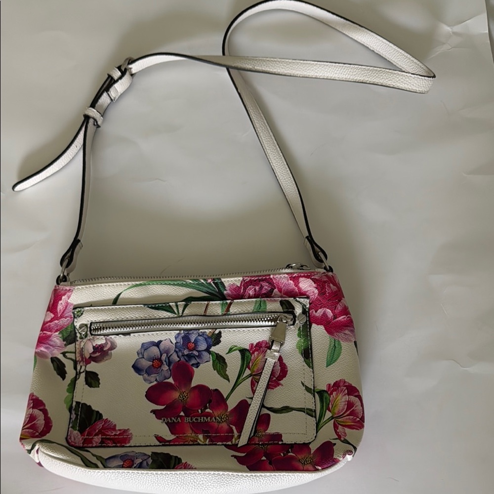 Dana Buchman White Floral Crossbody Bag